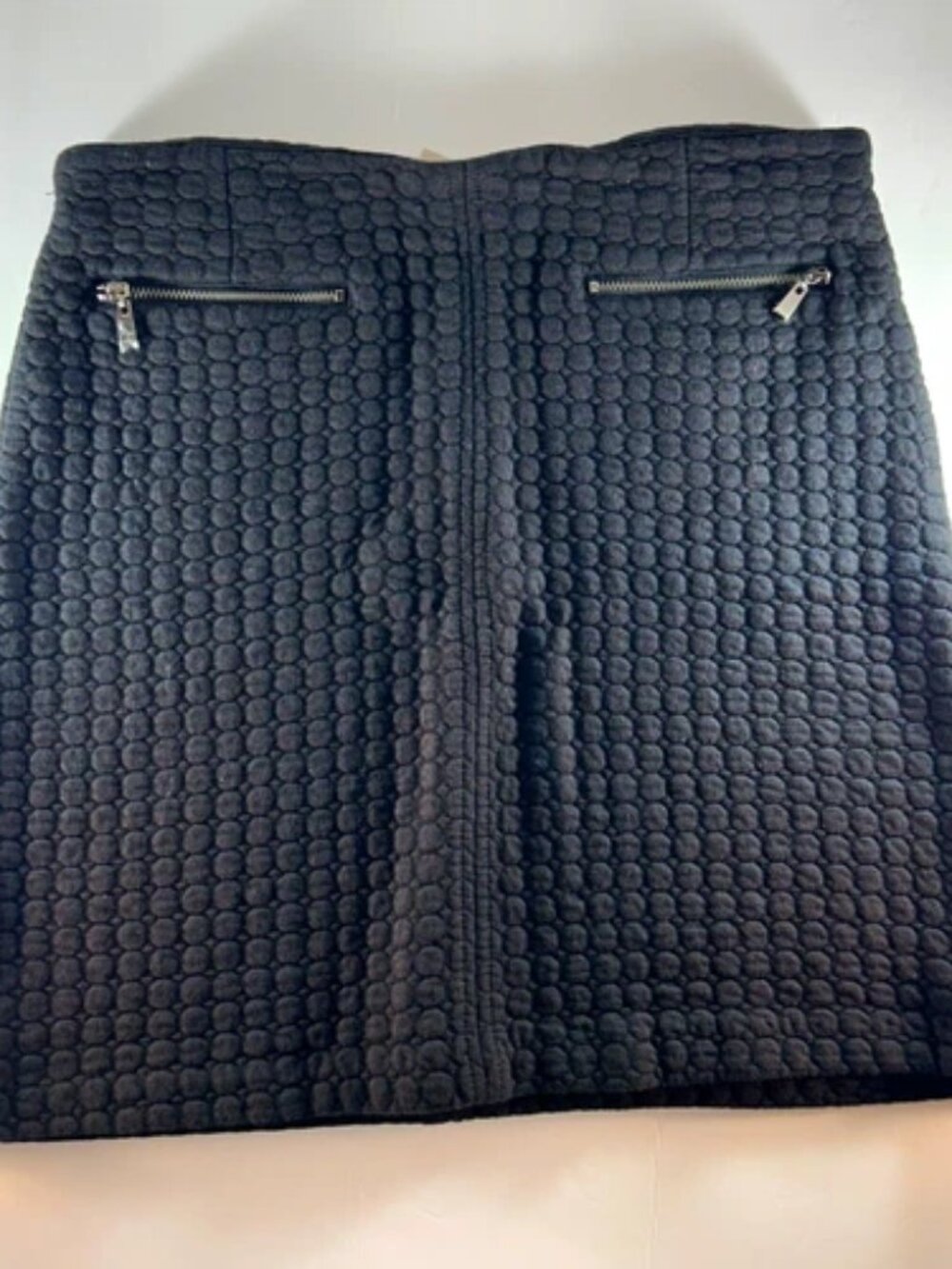 Laundry by Shelli Segal Black Textured Knit Zip Lined Mini Skirt Size 8